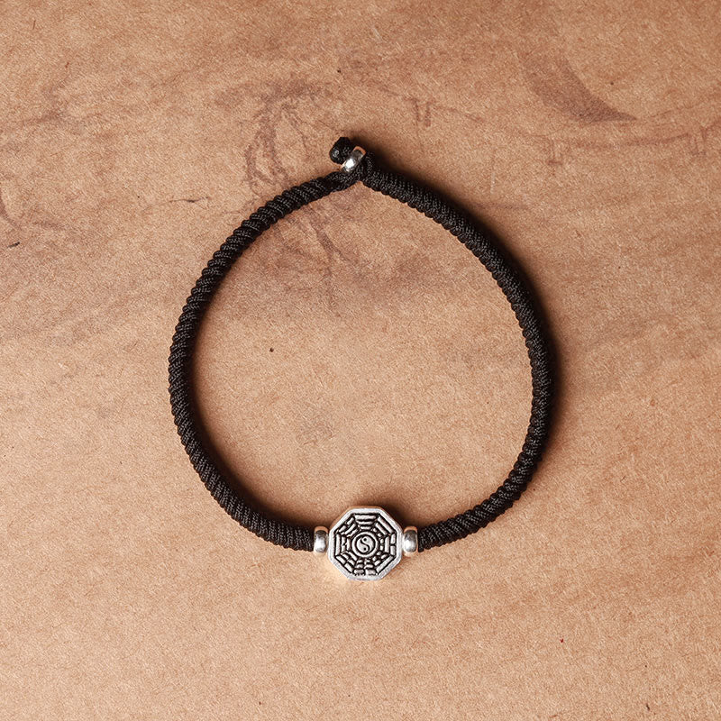 Braccialetto di concentrazione in corda di cinabro con simbolo Yin Yang Bagua in argento sterling 925 Buddha Stones - Image 13