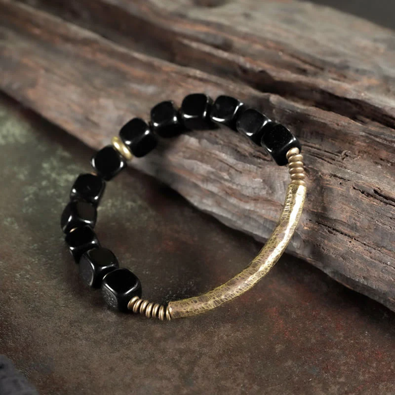 Braccialetto di coppia Buddha Stones Black Obsidian Crystal Copper Strength - Image 8