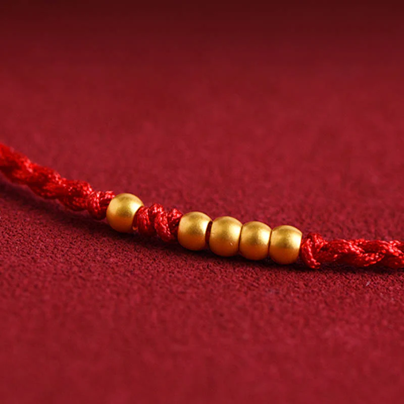 Braccialetto di coppia con protezione intrecciata in perline d'oro 999 Buddha Stones - Image 12