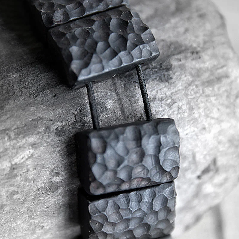 Braccialetto di coppia della pace con texture in legno di ebano vintage Buddha Stones - Image 4