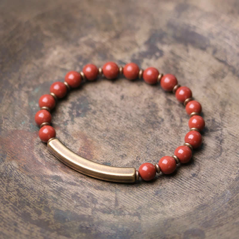 Braccialetto di coppia della pace in cristallo di rame, diaspro rosso, agata muschiata, ossidiana nera e Buddha Stones - Image 10