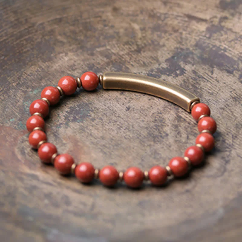 Braccialetto di coppia della pace in cristallo di rame, diaspro rosso, agata muschiata, ossidiana nera e Buddha Stones - Image 12
