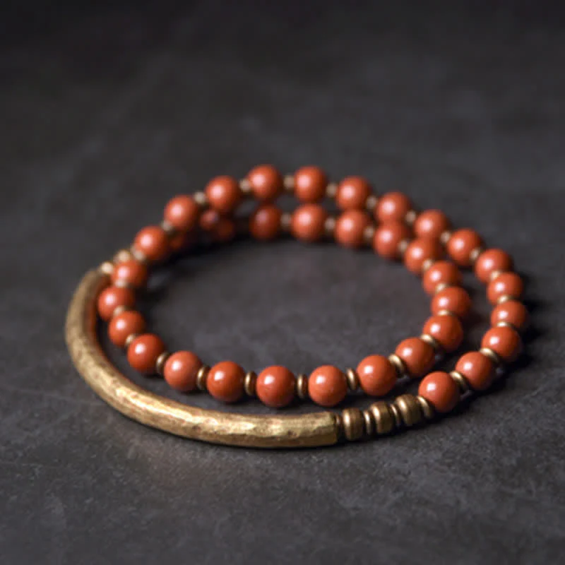Braccialetto di coppia della pace in cristallo di rame, diaspro rosso, agata muschiata, ossidiana nera e Buddha Stones - Image 9