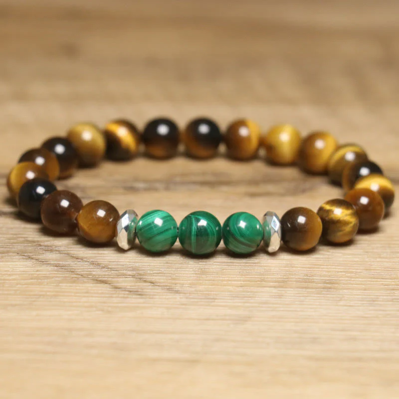 Braccialetto di coraggio con occhio di tigre verde e pietre Buddha Stones - Image 11