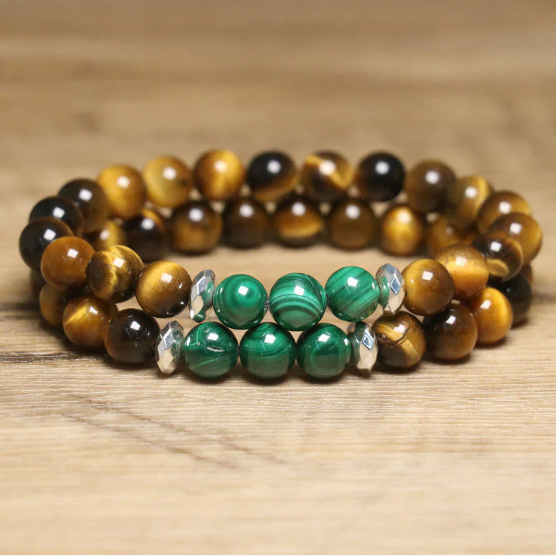 Braccialetto di coraggio con occhio di tigre verde e pietre Buddha Stones - Image 12