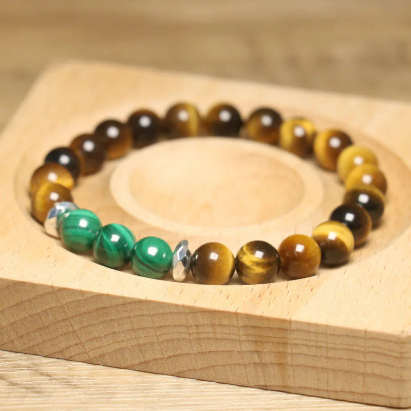 Braccialetto di coraggio con occhio di tigre verde e pietre Buddha Stones - Image 8
