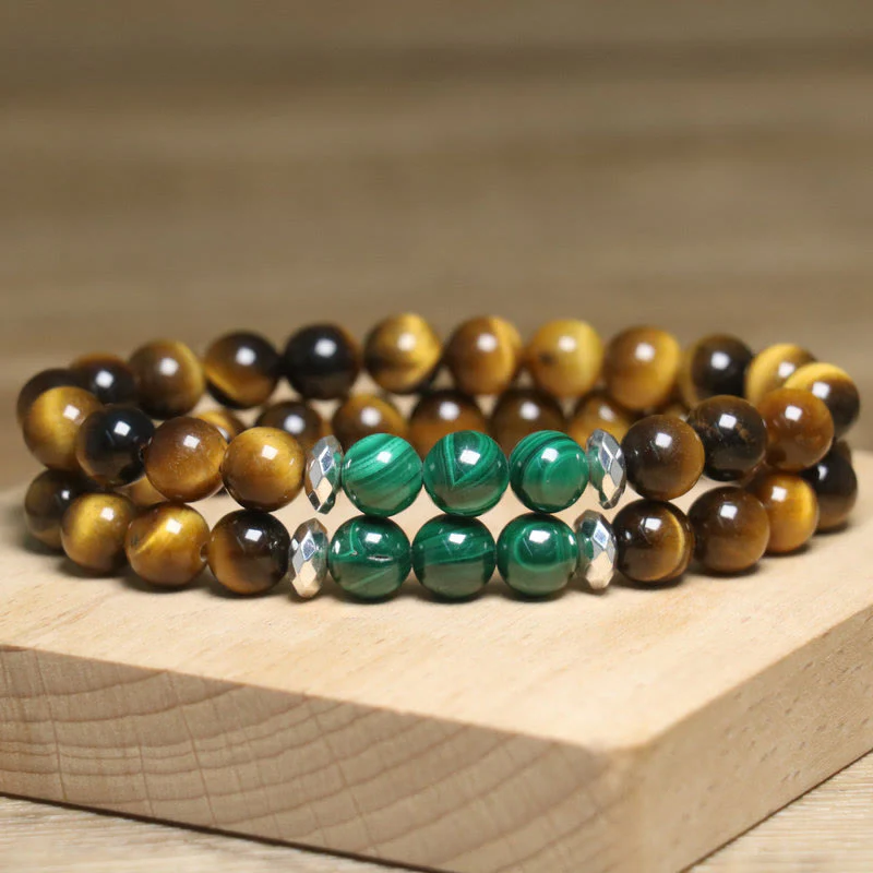 Braccialetto di coraggio con occhio di tigre verde e pietre Buddha Stones - Image 9