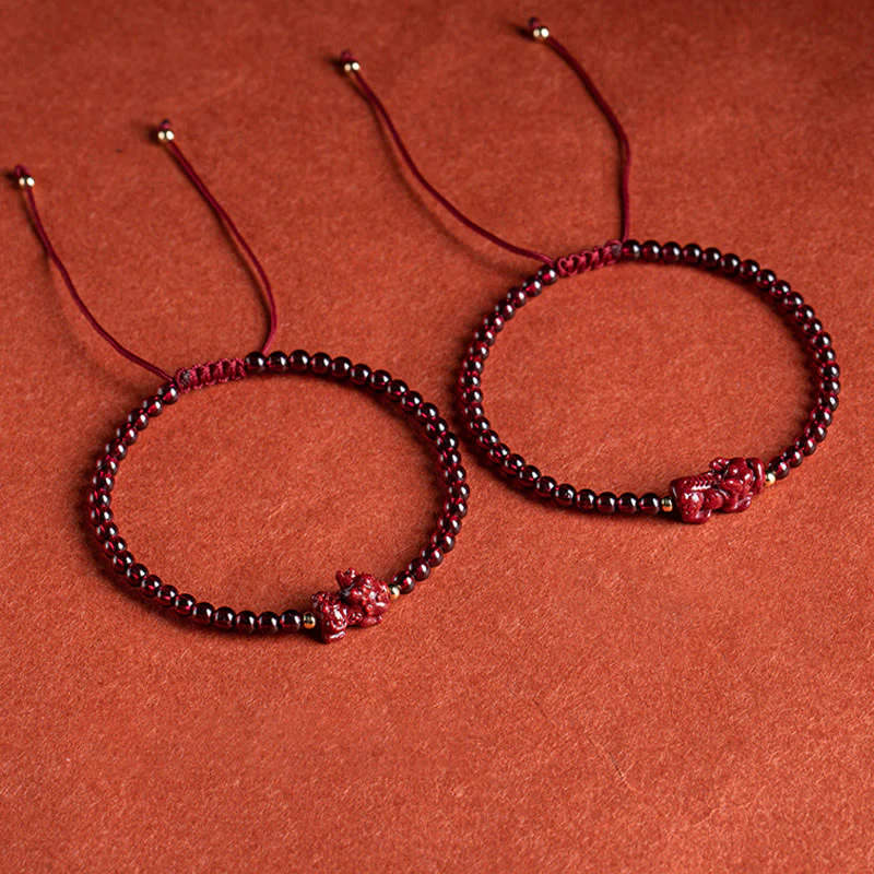 Braccialetto di corda calma con benedizione PiXiu , Buddha Stones, cinabro - Image 3