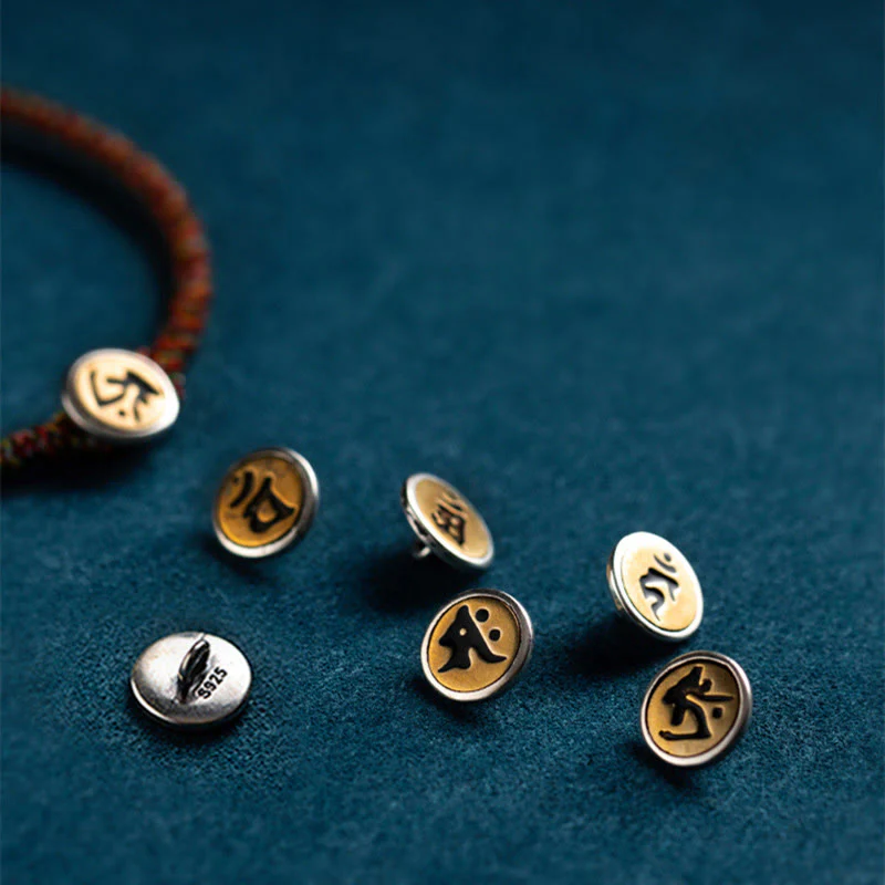 Braccialetto di corda colorata con protezione del Buddha in argento sterling 925 fatto a mano con lo zodiaco cinese del Buddha Stones di Natale - Image 4