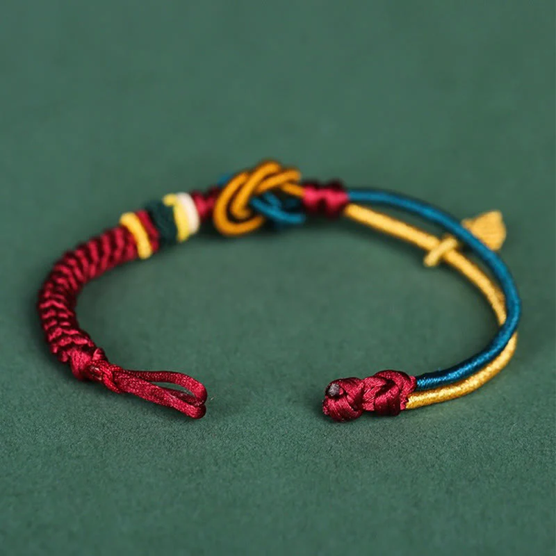 Braccialetto di corda della fortuna con nodo foglia mandala tibetano fatto a mano con Buddha Stones - Image 8