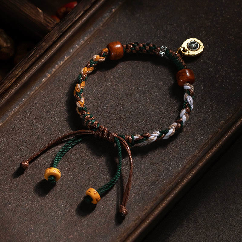 Braccialetto di corda della fortuna in osso di cammello tibetano di Buddha Stones Yak Bone - Image 4