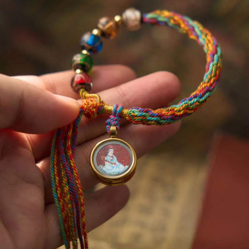 Braccialetto di corda di benedizione Buddha Stones, Thangka, zodiaco cinese, Buddha natale, cinabro - Image 6