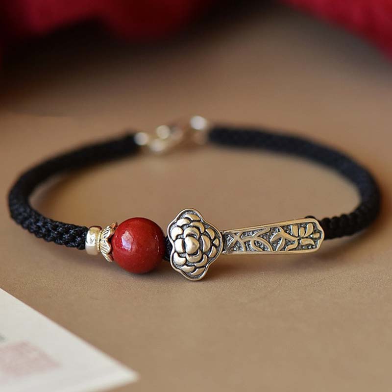 Braccialetto di corda di benedizione in argento sterling 925 con Buddha Stones cinabro - Image 5
