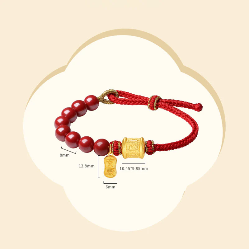 Braccialetto di corda di benedizione in argento sterling 999 con sei vere parole Om Mani Padme Hum e cinabro Buddha Stones - Image 14
