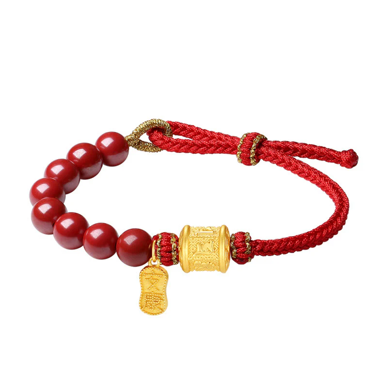 Braccialetto di corda di benedizione in argento sterling 999 con sei vere parole Om Mani Padme Hum e cinabro Buddha Stones - Image 16