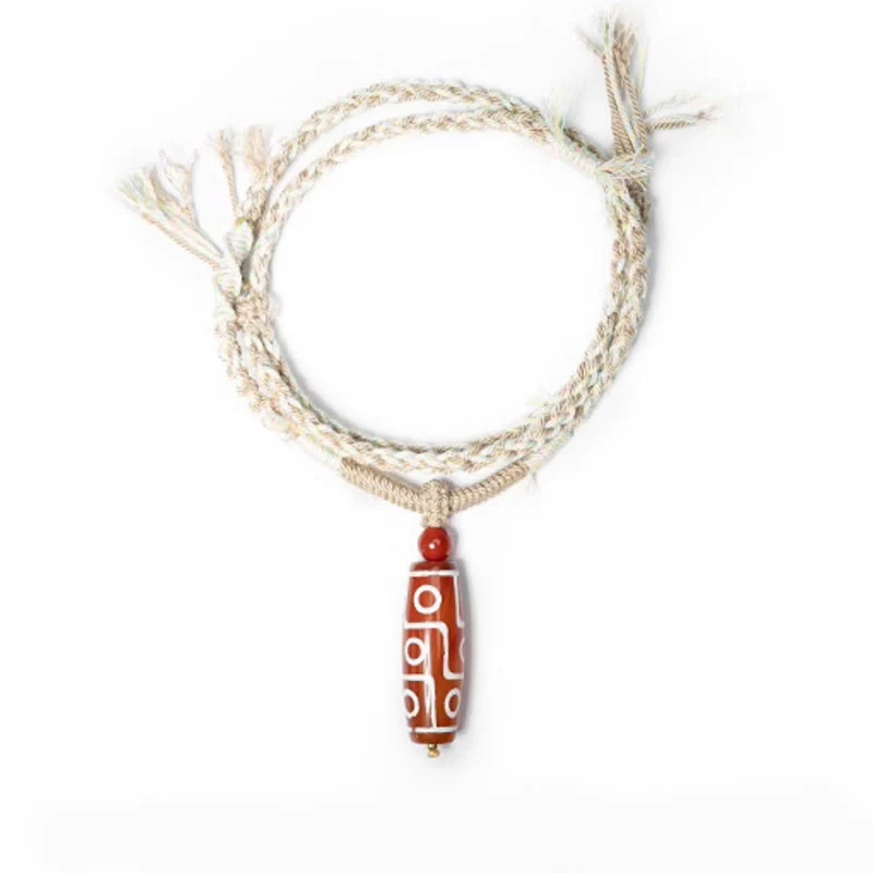 Braccialetto di corda di potere con perline Dzi a nove occhi in agata rossa naturale Buddha Stones - Image 10