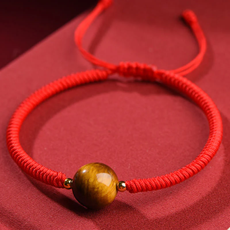 Braccialetto di corda di protezione della fortuna con perline di occhio di tigre fatto a mano Buddha Stones - Image 4