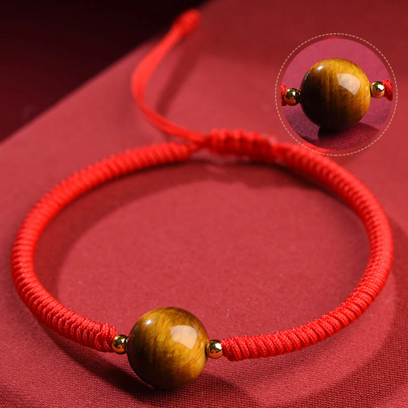 Braccialetto di corda di protezione della fortuna con perline di occhio di tigre fatto a mano Buddha Stones - Image 9