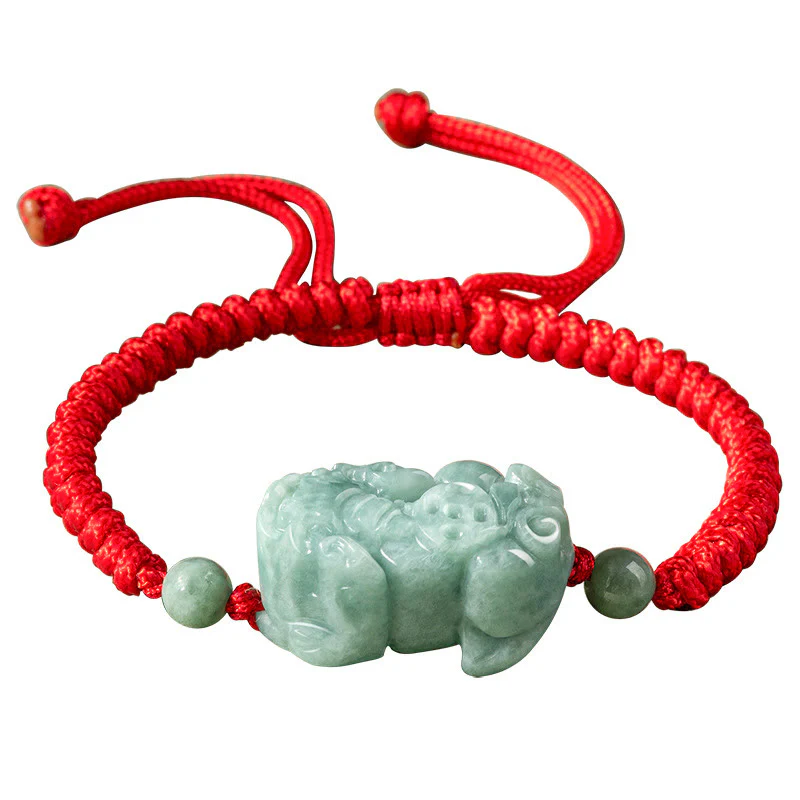 Braccialetto di corda intrecciata con Buddha Stones King Kong in giada naturale PiXiu fatto a mano - Image 9