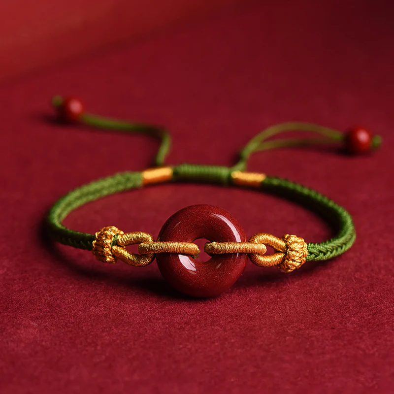 Braccialetto di corda intrecciata con fibbia della pace in cinabro fatto a mano con Buddha Stones - Image 11