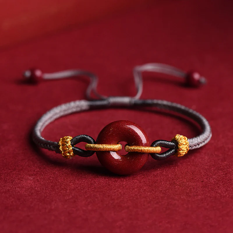 Braccialetto di corda intrecciata con fibbia della pace in cinabro fatto a mano con Buddha Stones - Image 13