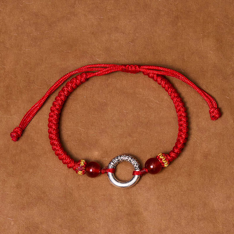 Braccialetto di corda intrecciata con fibbia di protezione in rame placcato argento sterling 925 Buddha Stones Peace - Image 4