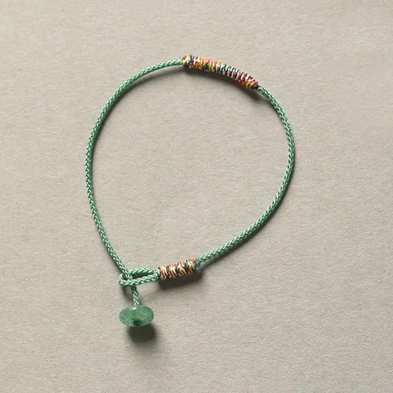 Braccialetto di corda intrecciata con protezione dalla fortuna in avventurina verde tibetana fatta a mano Buddha Stones - Image 3