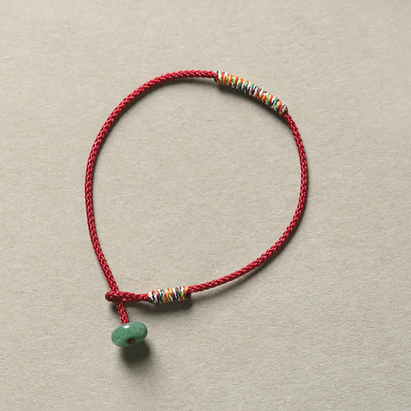 Braccialetto di corda intrecciata con protezione dalla fortuna in avventurina verde tibetana fatta a mano Buddha Stones - Image 5