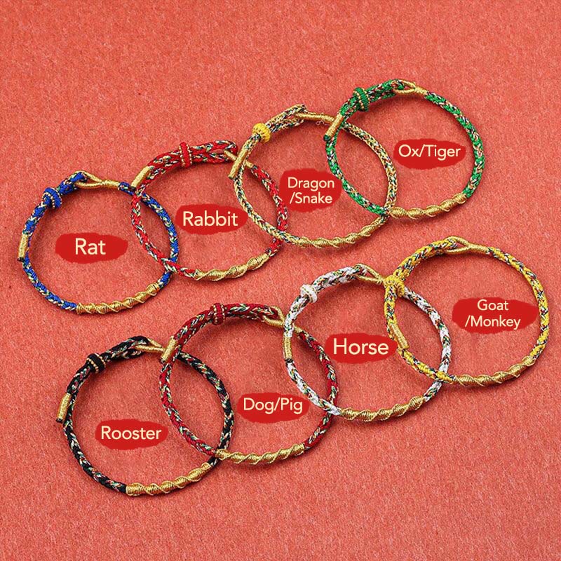 Braccialetto di corda intrecciata con protezione e forza del Buddha fatto a mano con Buddha Stones dello zodiaco cinese natale - Image 2