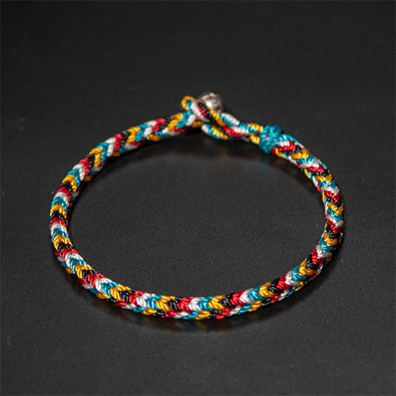 Braccialetto di corda intrecciata con protezione in filo di cinque colori fatto a mano in Tibet Buddha Stones - Image 7