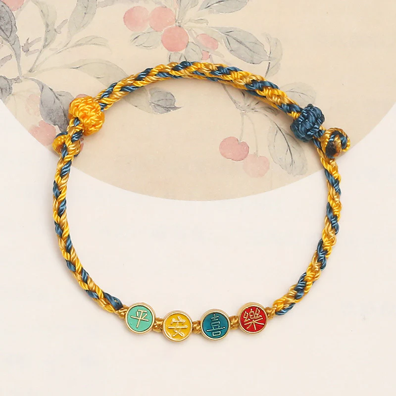 Braccialetto di corda intrecciata di protezione pace e gioia con fili colorati Dunhuang fatti a mano Buddha Stones - Image 10