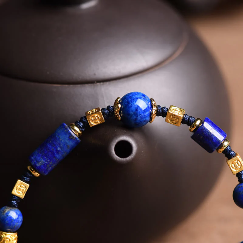 Braccialetto di corda positiva con perline di lapislazzuli e lazurite naturale fatto a mano Buddha Stones - Image 4