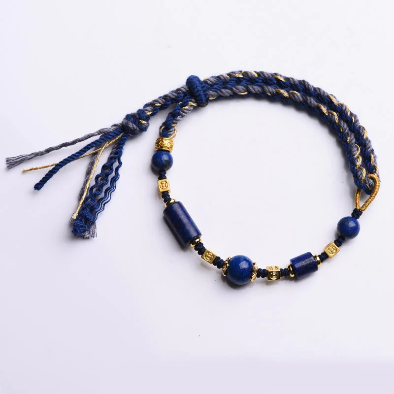 Braccialetto di corda positiva con perline di lapislazzuli e lazurite naturale fatto a mano Buddha Stones - Image 8
