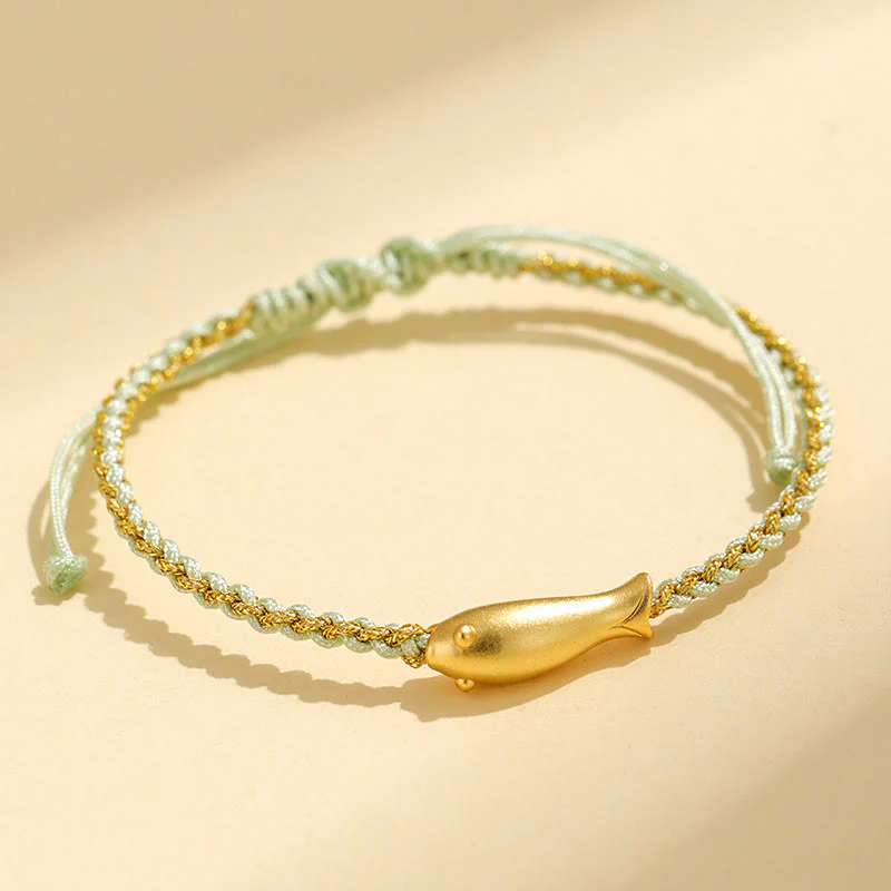 Braccialetto di corda protettiva con pesce koi portafortuna in argento sterling 999 Buddha Stones - Image 15