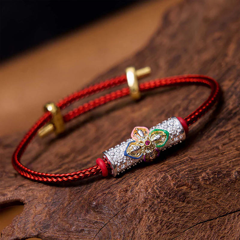 Braccialetto di corda rossa Buddha Stones