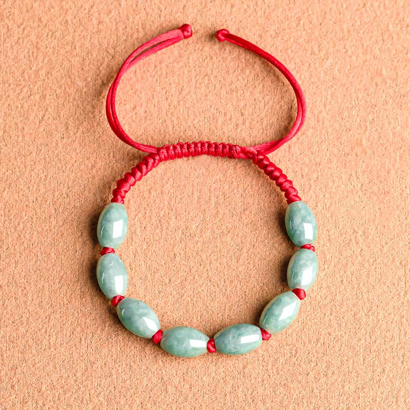 Braccialetto di corda rossa Buddha Stones giada portafortuna