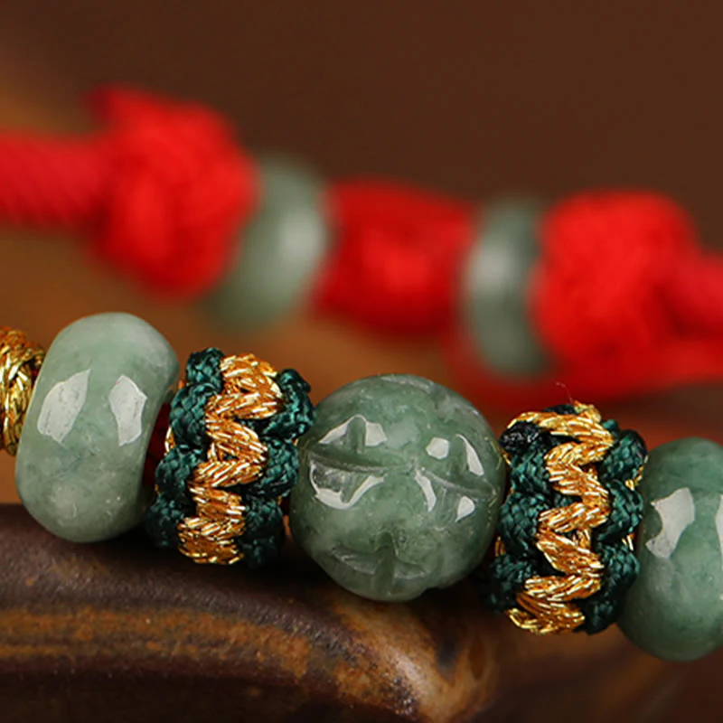 Braccialetto di corda rossa con perline di abaco in giada e Buddha Stones - Image 11