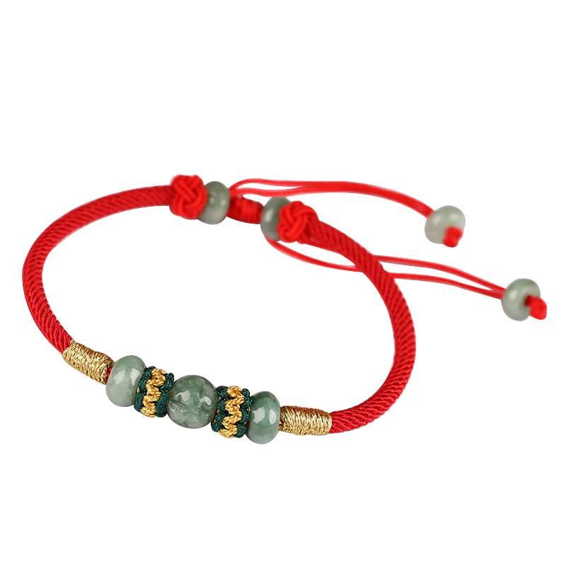 Braccialetto di corda rossa con perline di abaco in giada e Buddha Stones - Image 19