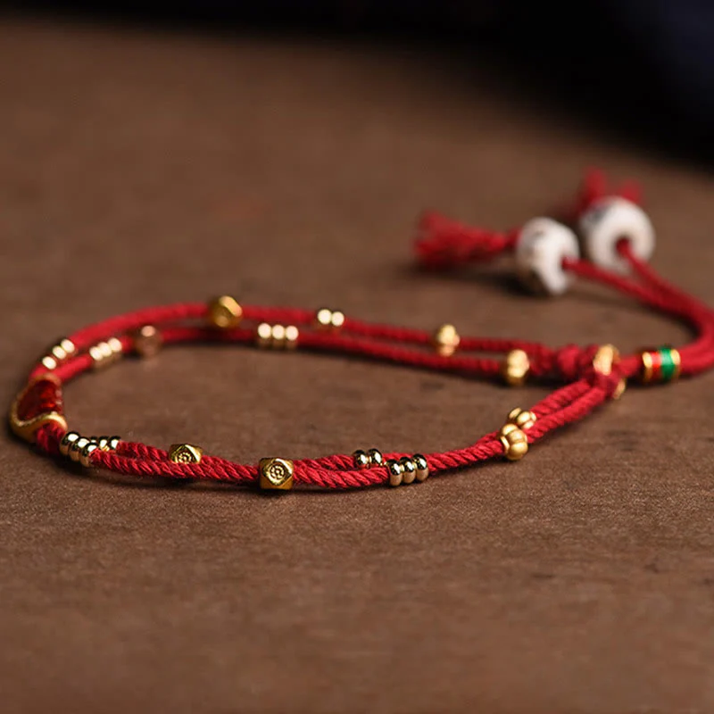 Braccialetto di corda rossa intrecciata con design di gnocchi di cinabro fatti a mano Buddha Stones - Image 6