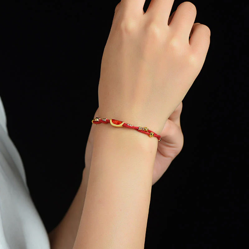 Braccialetto di corda rossa intrecciata con design di gnocchi di cinabro fatti a mano Buddha Stones - Image 9