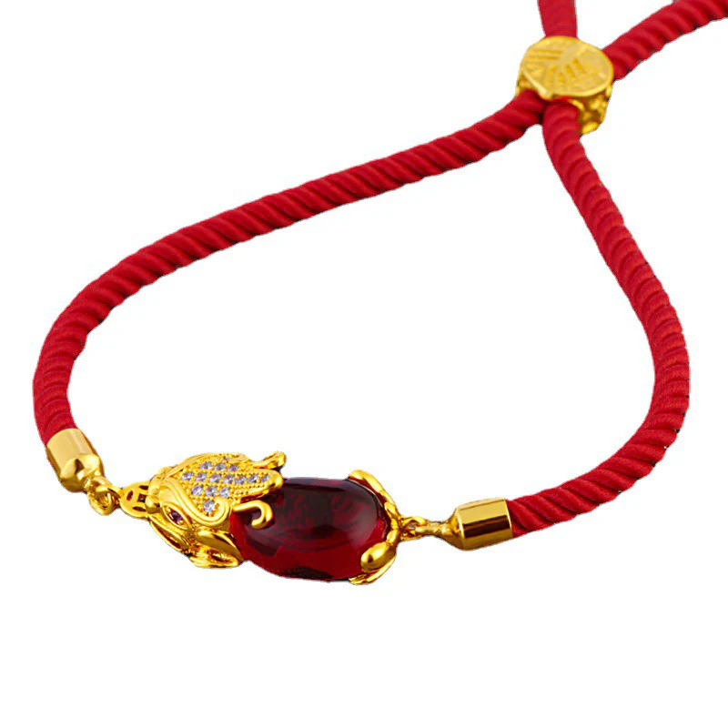 Braccialetto di corda rossa Pixiu in agata rossa Buddha Stones Wealth Attractor - Image 3