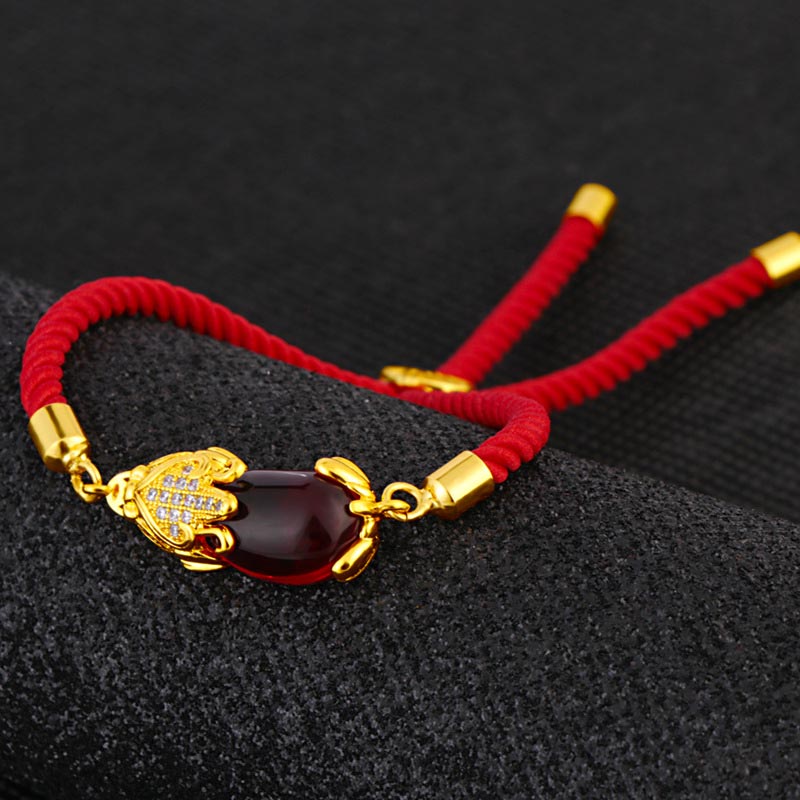 Braccialetto di corda rossa Pixiu in agata rossa Buddha Stones Wealth Attractor - Image 5
