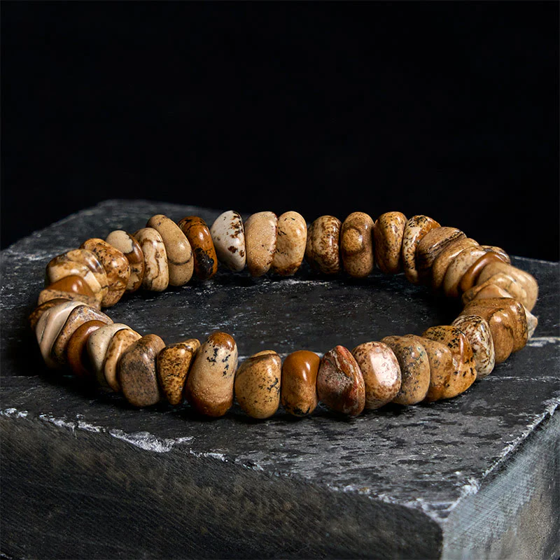Braccialetto di equilibrio con blocchi irregolari di diaspro Buddha Stones