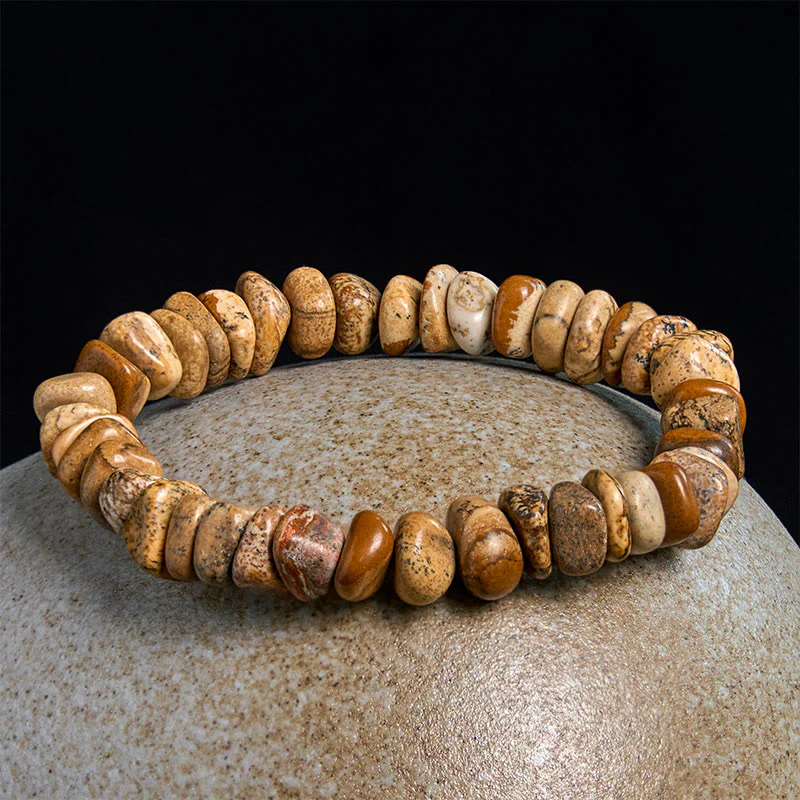 Braccialetto di equilibrio con blocchi irregolari di diaspro Buddha Stones - Image 2