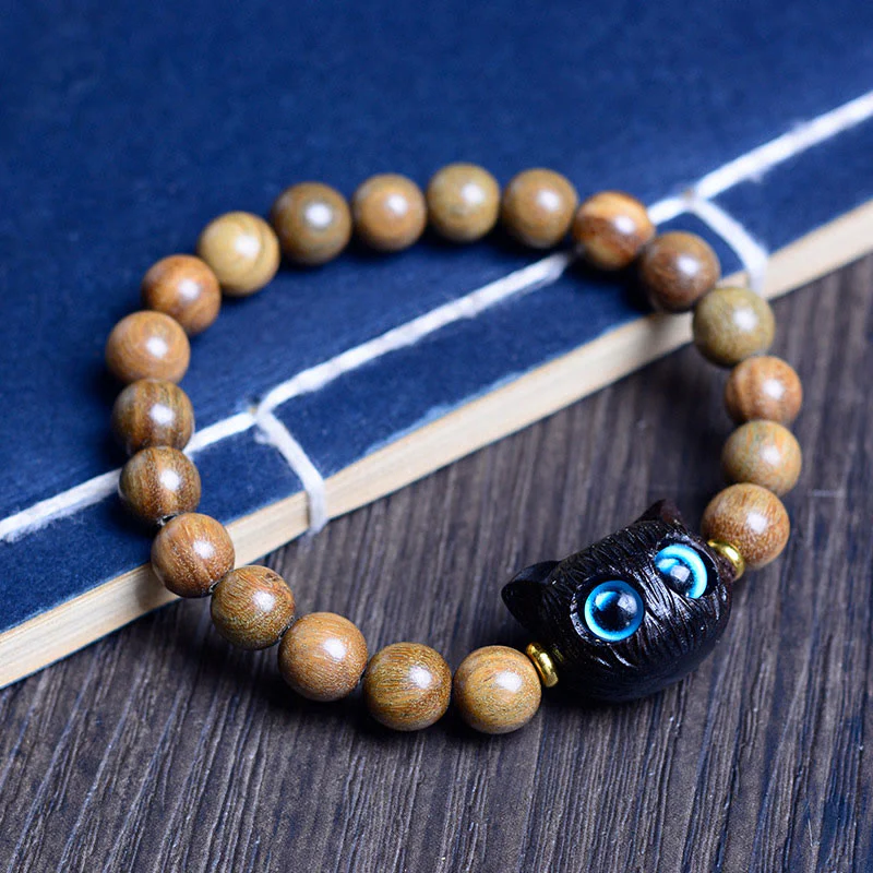 Braccialetto di equilibrio con gatto adorabile , Buddha Stones, legno di ebano, sandalo verde, sandalo rosso - Image 10
