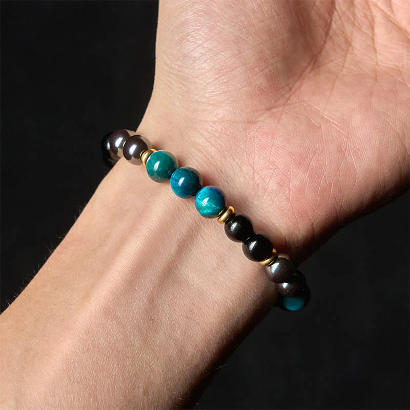 Braccialetto di equilibrio con perline di occhio di tigre blu naturale Buddha Stones - Image 5