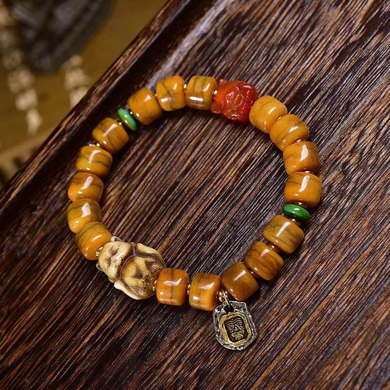 Braccialetto di equilibrio con perline di osso tibetane vintage , Buddha Stones, perline Dzi, volpe carina - Image 2