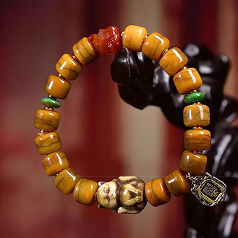 Braccialetto di equilibrio con perline di osso tibetane vintage , Buddha Stones, perline Dzi, volpe carina - Image 4