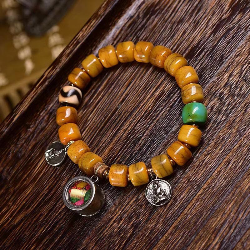 Braccialetto di equilibrio con perline di osso tibetane vintage , Buddha Stones, perline Dzi, volpe carina - Image 8