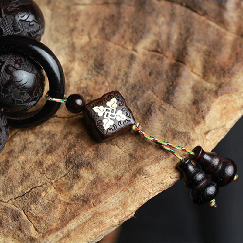 Braccialetto di equilibrio con zucca inciso con carattere cinese Yin Yang in legno di ebano Buddha Stones - Image 10